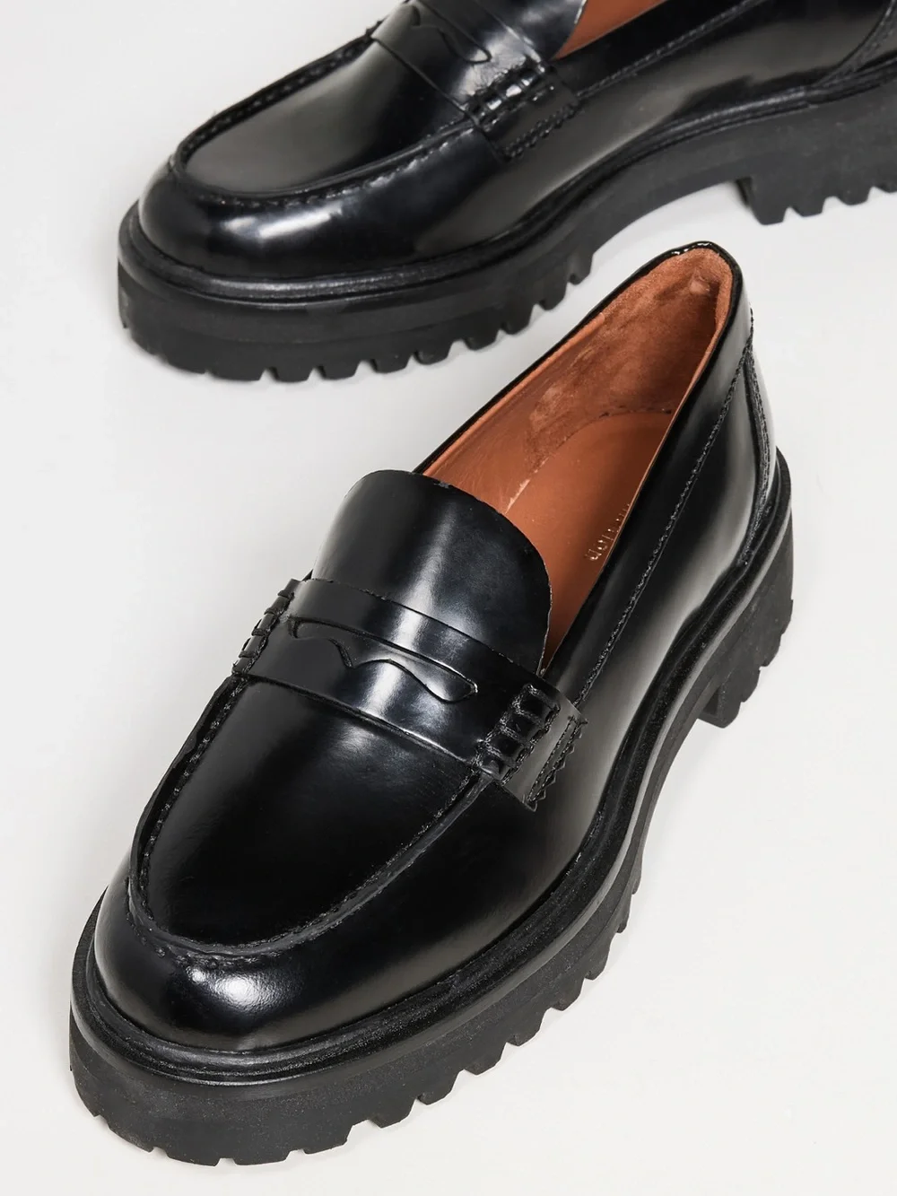 Like new!! Reformation Black Lug-Sole Penny Loafers